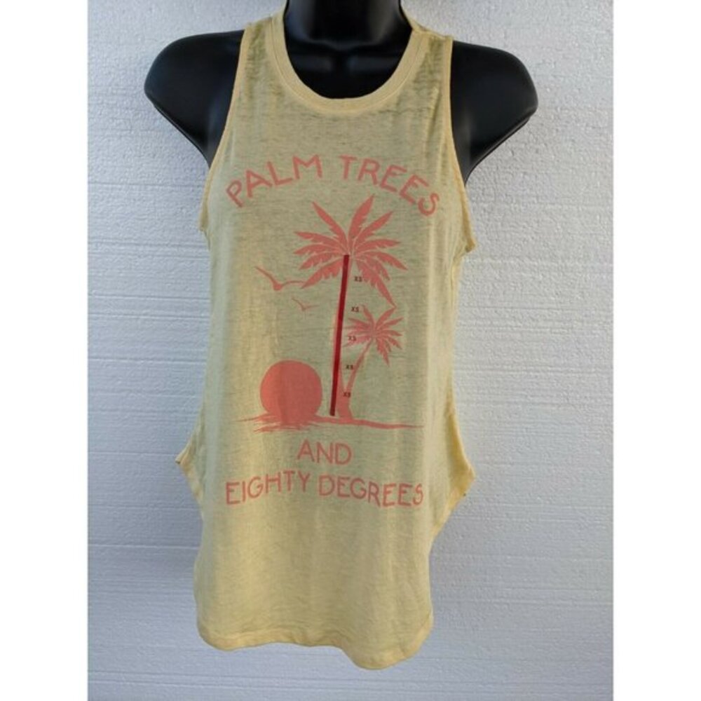 Doe Women Yellow Tank Top XS Palm Trees and Eighty‎ Degrees